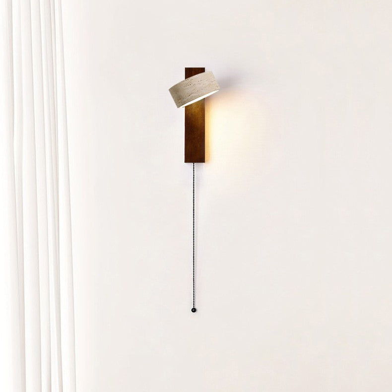 Rectangle Round Yellow Travertine Wall Lamp