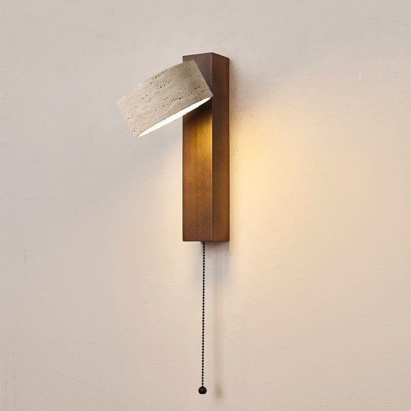Rectangle Round Yellow Travertine Wall Lamp