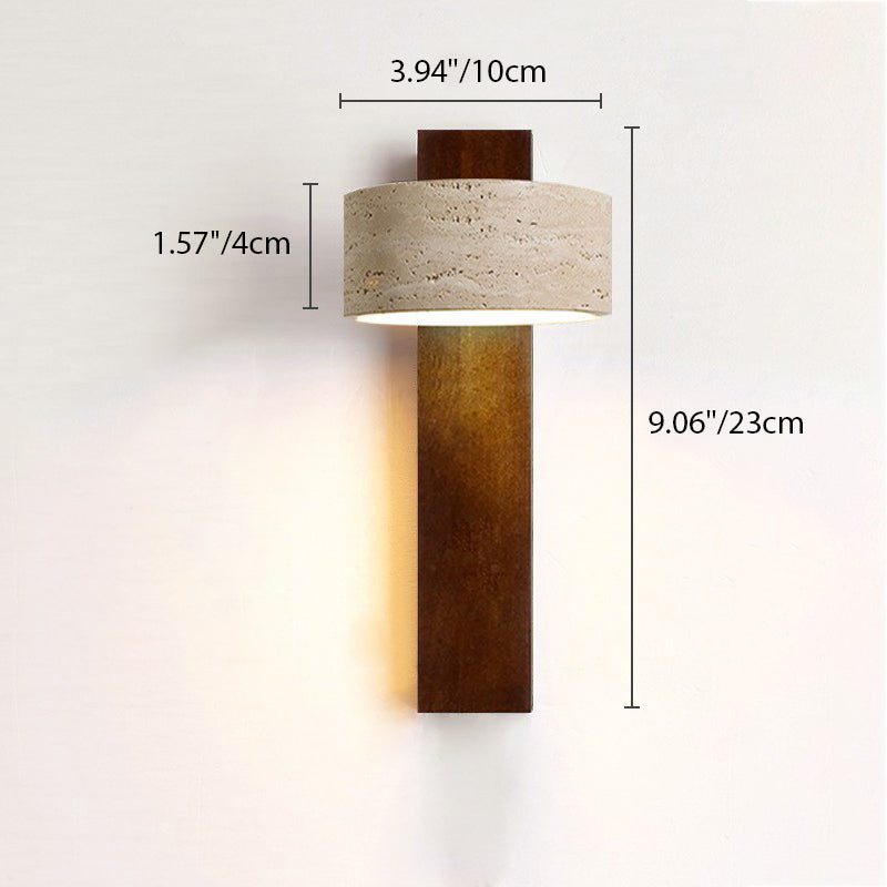Rectangle Round Yellow Travertine Wall Lamp