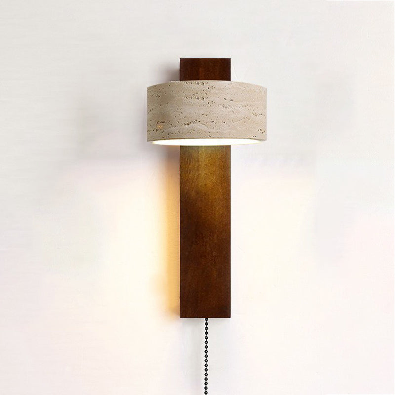 Rectangle Round Yellow Travertine Wall Lamp
