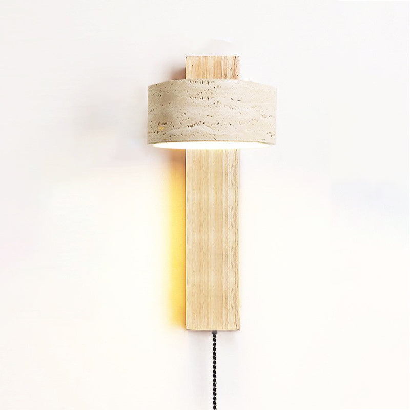 Rectangle Round Yellow Travertine Wall Lamp