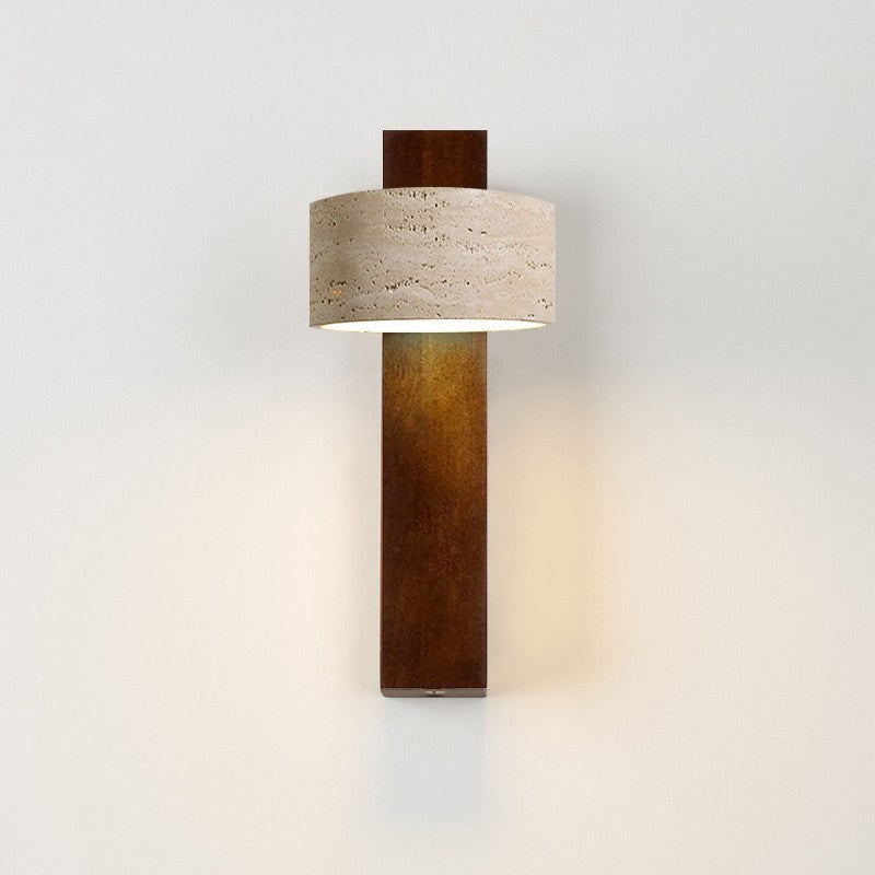 Rectangle Round Yellow Travertine Wall Lamp