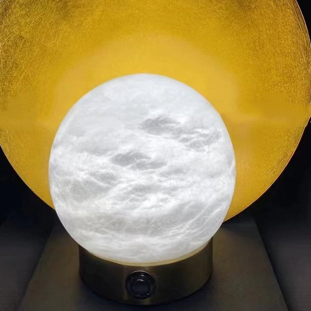 Square Globe Natural Marble Table Lamp