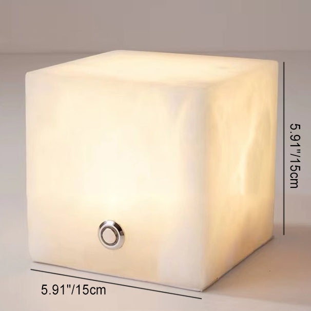 Square Globe Natural Marble Table Lamp