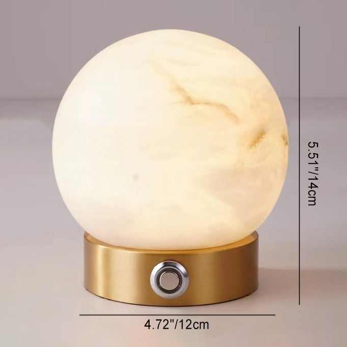 Square Globe Natural Marble Table Lamp