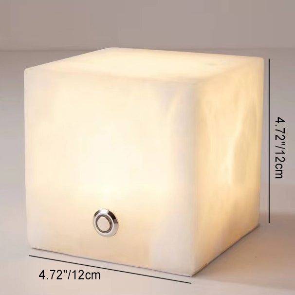 Square Globe Natural Marble Table Lamp