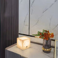 Square Globe Natural Marble Table Lamp