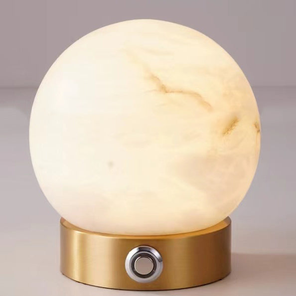 Square Globe Natural Marble Table Lamp