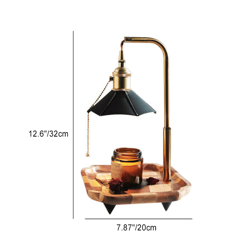 Hexagonal Umbrella Shape Wooden Table Lamp