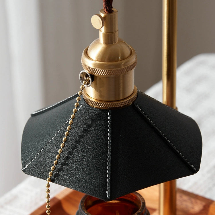 Hexagonal Umbrella Shape Wooden Table Lamp