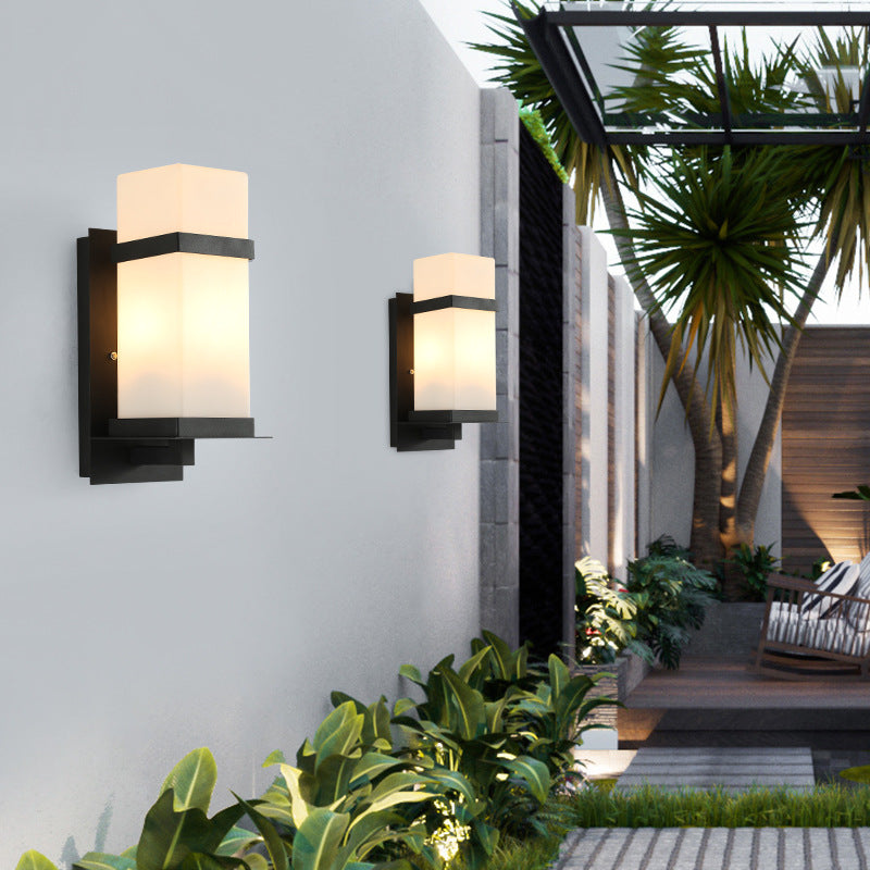 Rectangular Iron Frame Glass Outdoor Light