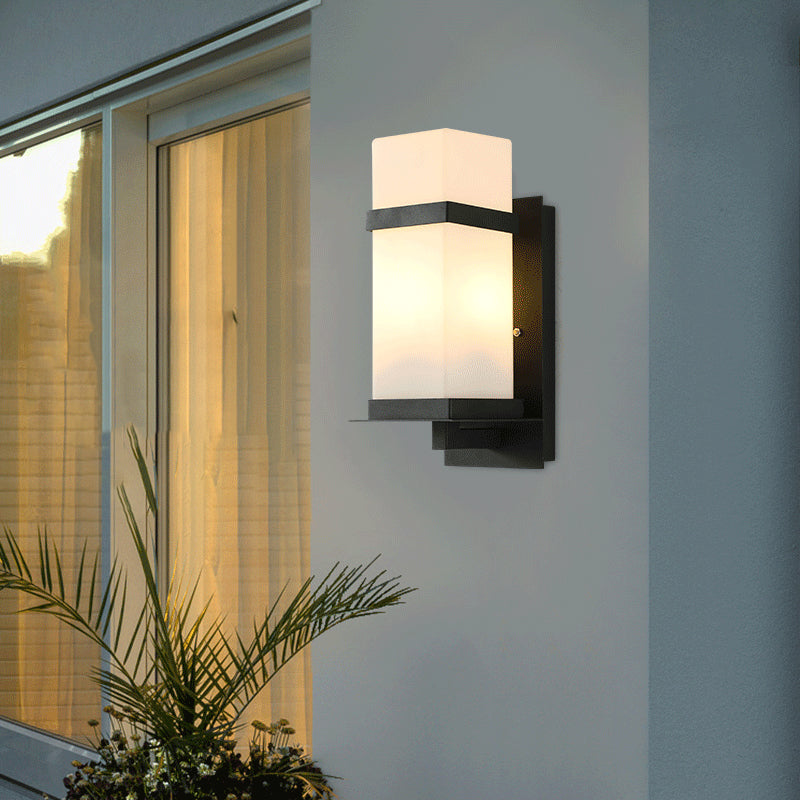 Rectangular Iron Frame Glass Outdoor Light