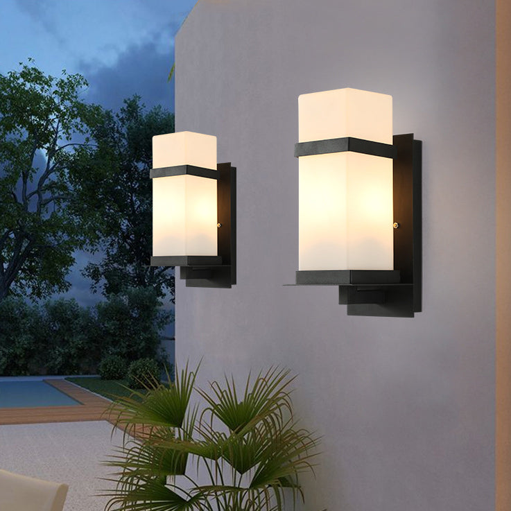 Rectangular Iron Frame Glass Outdoor Light