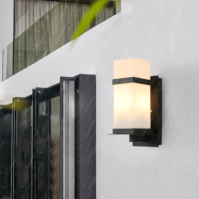 Rectangular Iron Frame Glass Outdoor Light