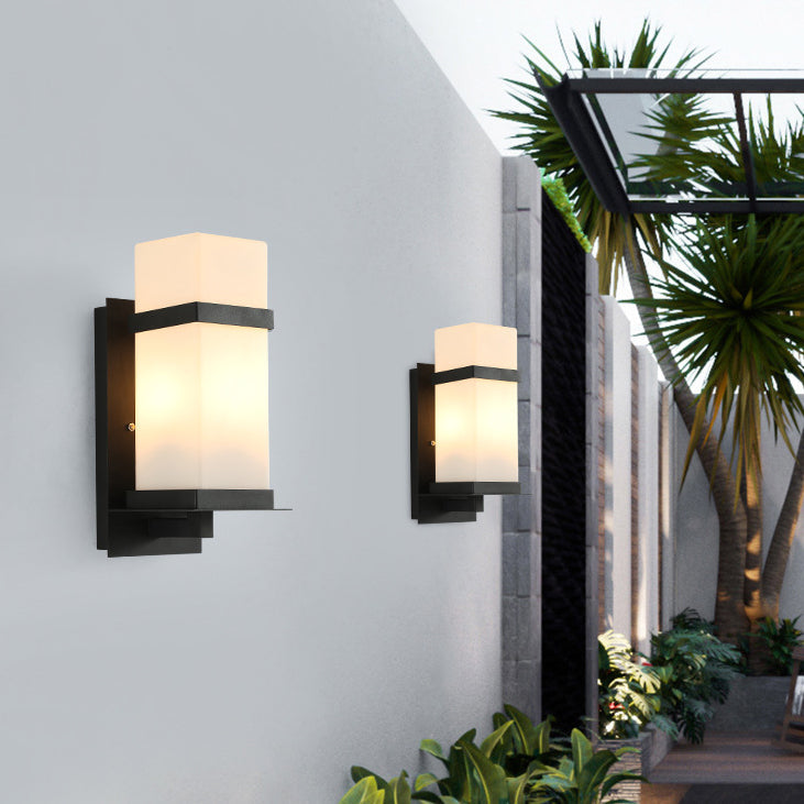 Rectangular Iron Frame Glass Outdoor Light
