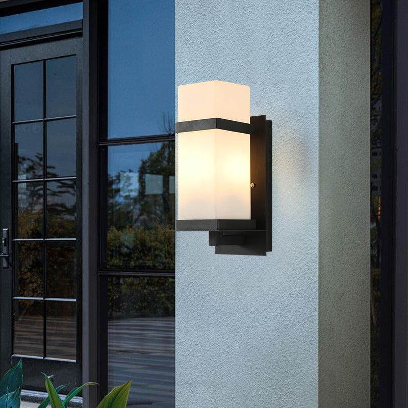 Rectangular Iron Frame Glass Outdoor Light