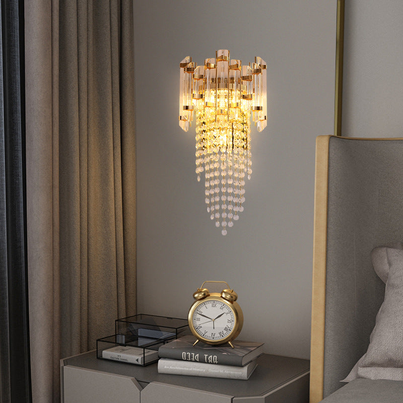 Round Octagonal Beaded Iron 3-Light Wall Lamp