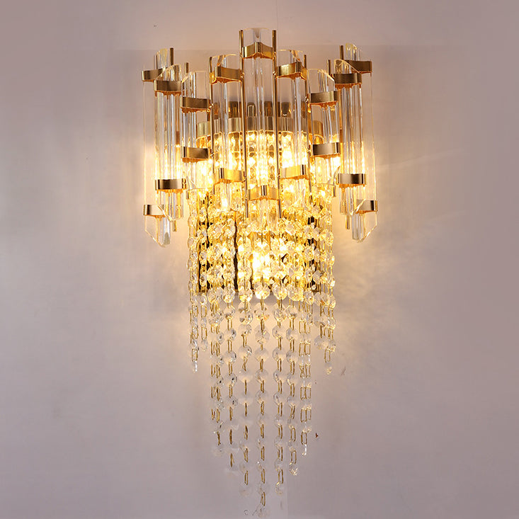 Round Octagonal Beaded Iron 3-Light Wall Lamp