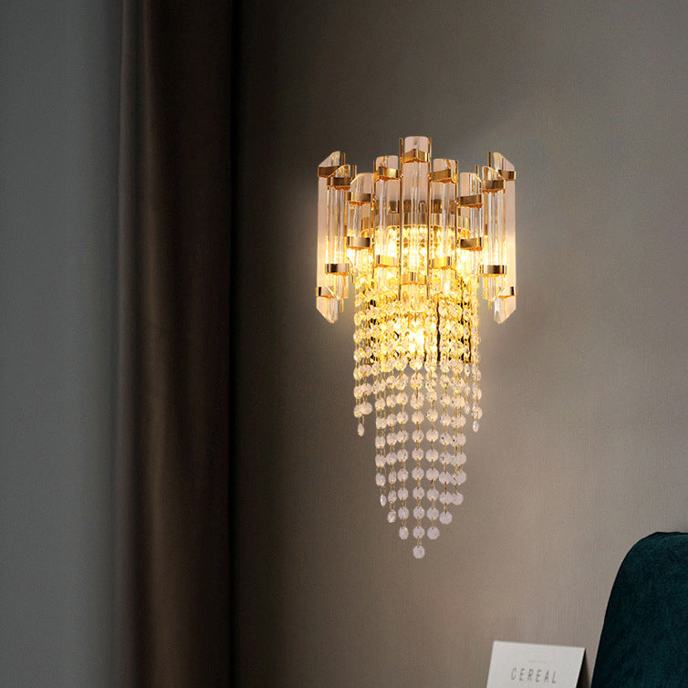 Round Octagonal Beaded Iron 3-Light Wall Lamp