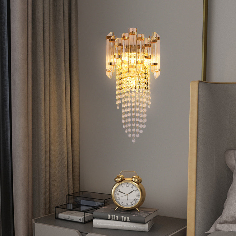 Round Octagonal Beaded Iron 3-Light Wall Lamp