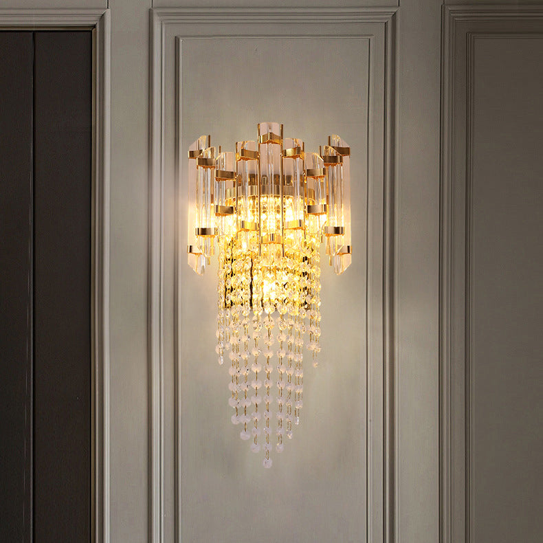 Round Octagonal Beaded Iron 3-Light Wall Lamp