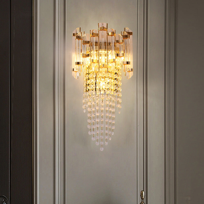 Round Octagonal Beaded Iron 3-Light Wall Lamp