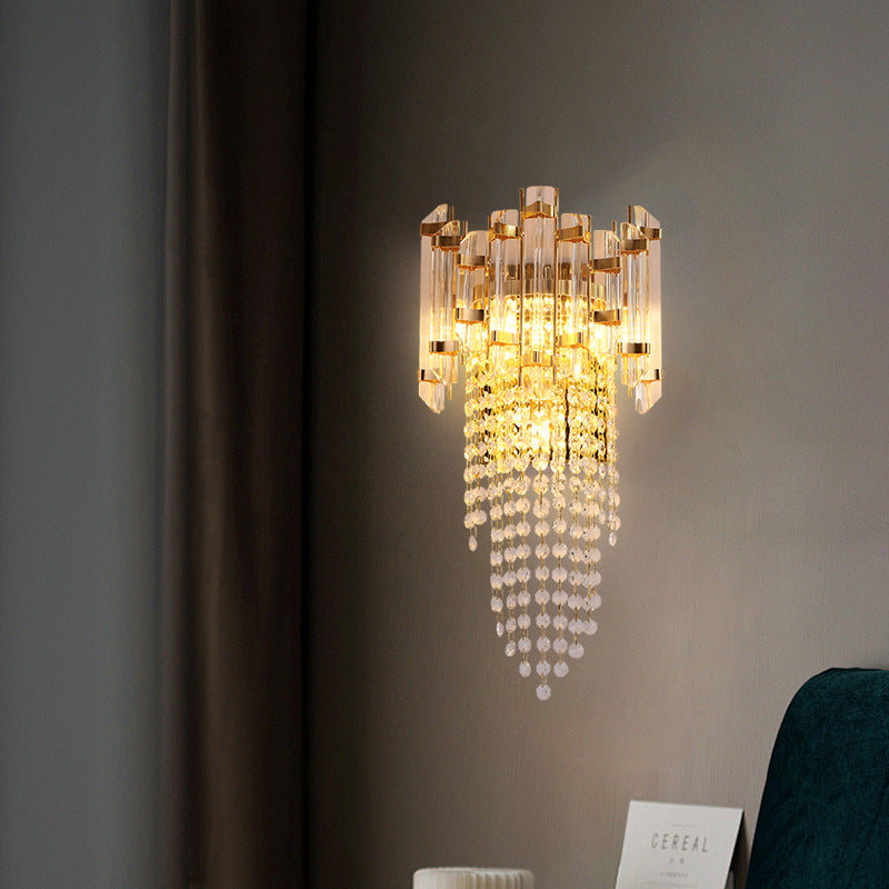 Round Octagonal Beaded Iron 3-Light Wall Lamp