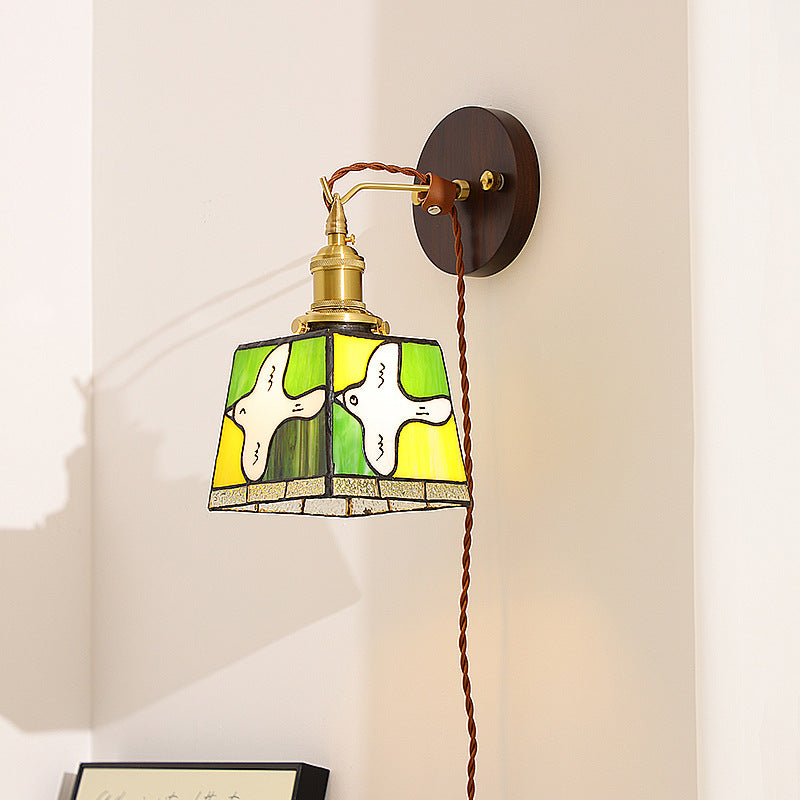 Peace Dove Square Stained Wall Lamp