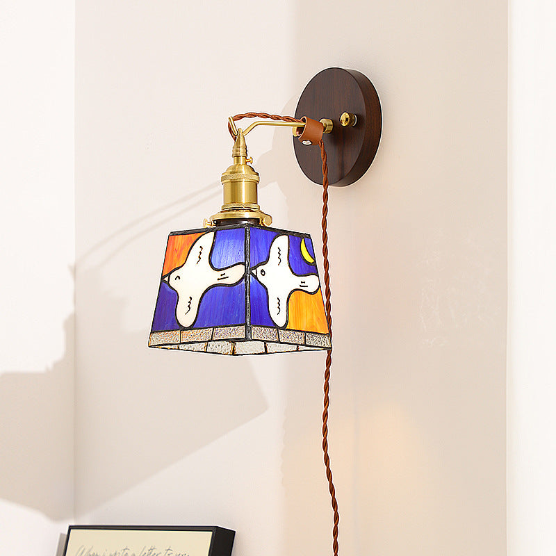 Peace Dove Square Stained Wall Lamp