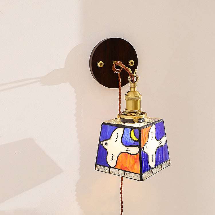 Peace Dove Square Stained Wall Lamp
