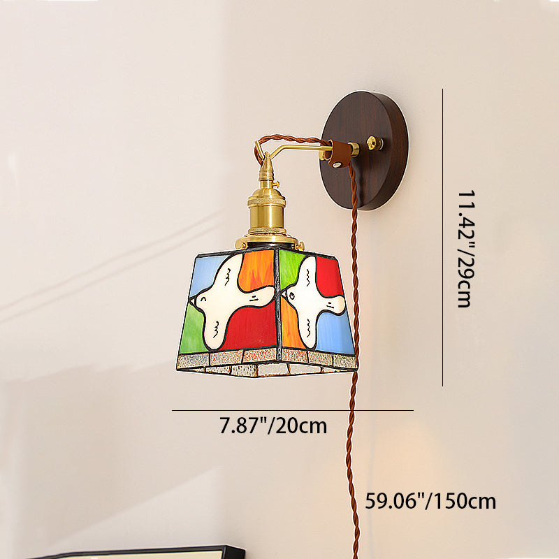 Peace Dove Square Stained Wall Lamp