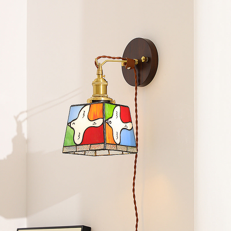 Peace Dove Square Stained Wall Lamp