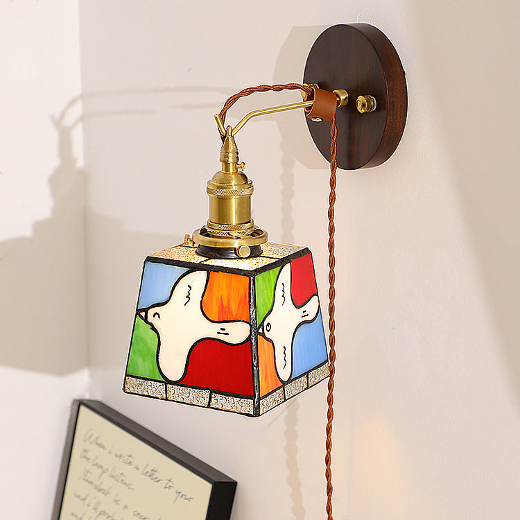Peace Dove Square Stained Wall Lamp