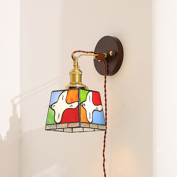 Peace Dove Square Stained Wall Lamp