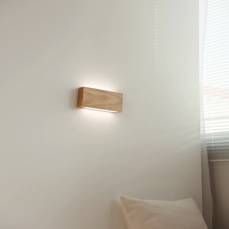 Rectangular Rubber Wood Acrylic Wall Lamp