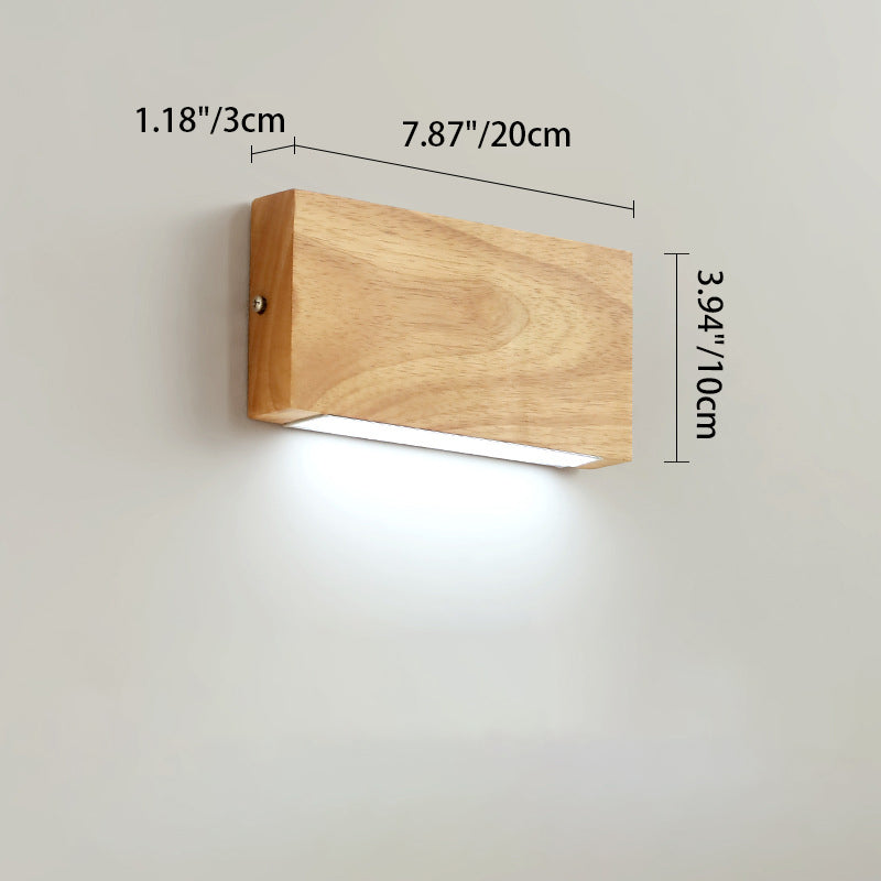 Rectangular Rubber Wood Acrylic Wall Lamp