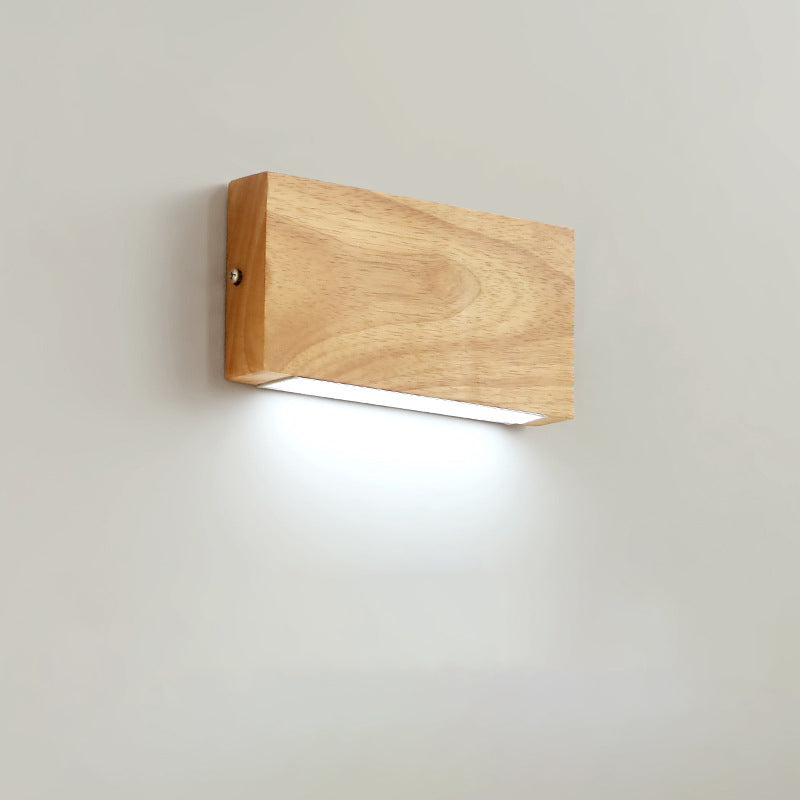 Rectangular Rubber Wood Acrylic Wall Lamp