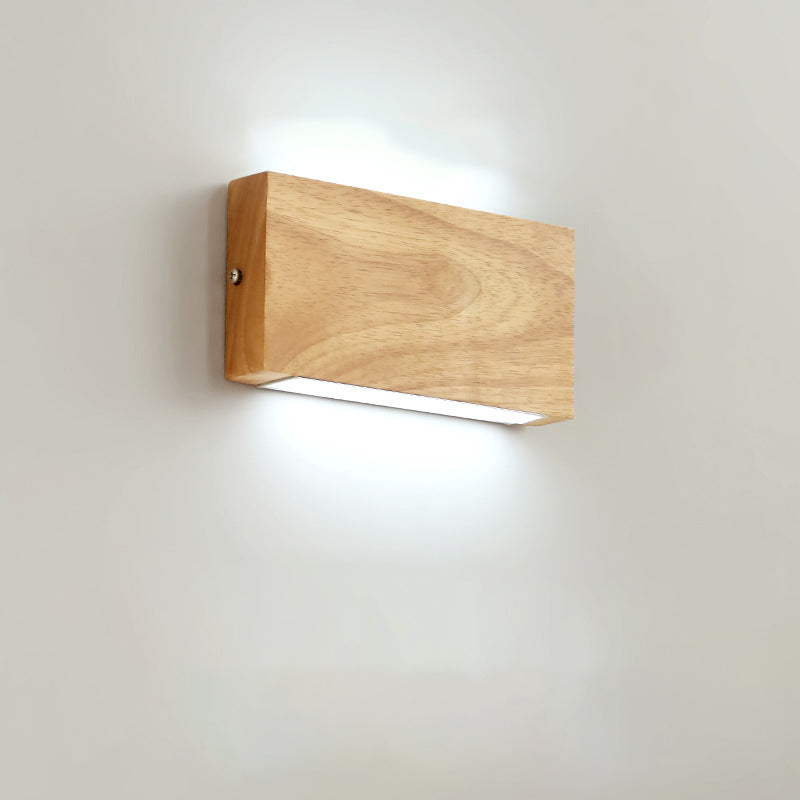 Rectangular Rubber Wood Acrylic Wall Lamp