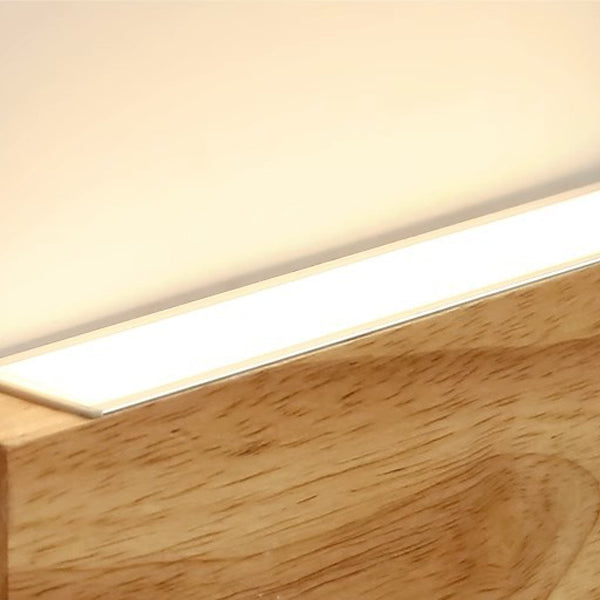 Rectangular Rubber Wood Acrylic Wall Lamp