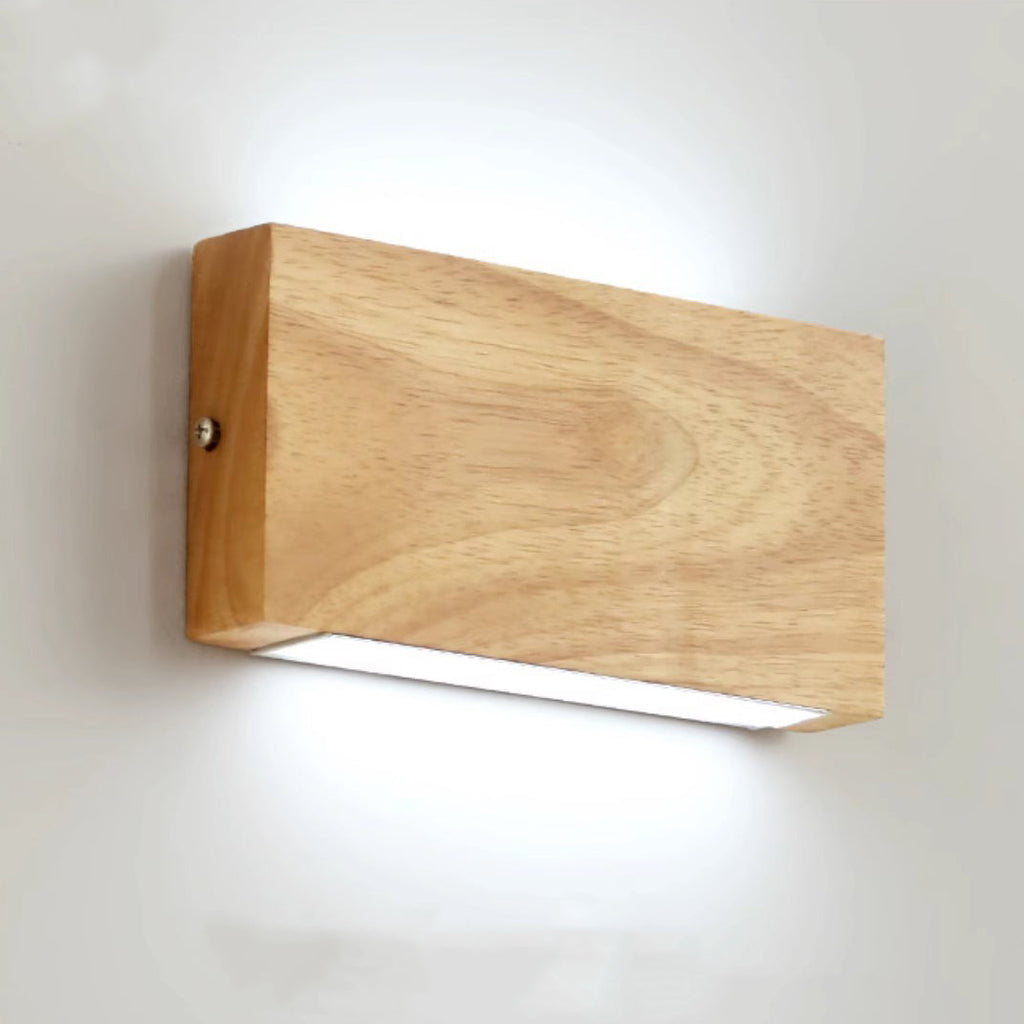 Rectangular Rubber Wood Acrylic Wall Lamp