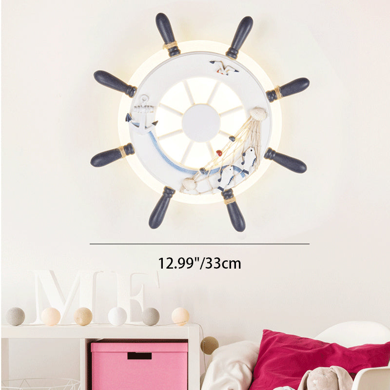 Coastal Kids Round Rudder Wall Lamp