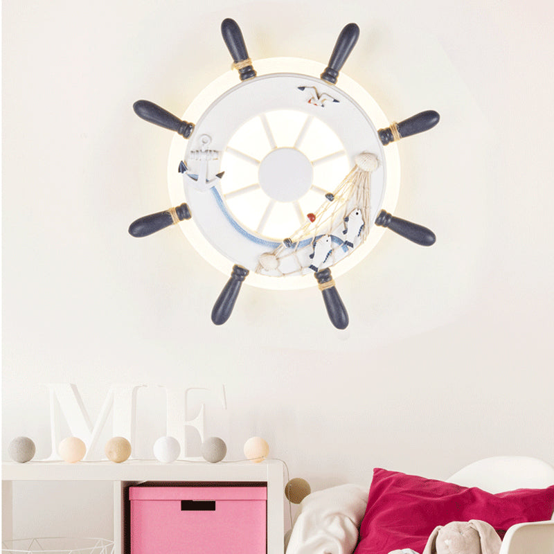 Coastal Kids Round Rudder Wall Lamp