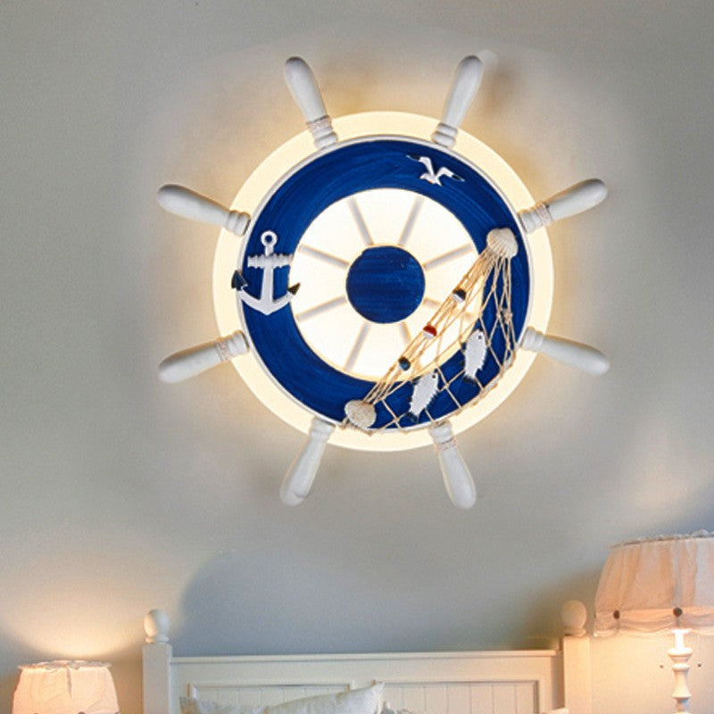 Coastal Kids Round Rudder Wall Lamp
