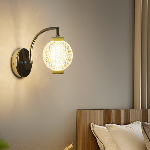 Curved Pole Globe Iron Wall Lamp