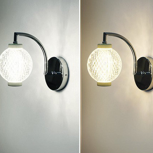 Curved Pole Globe Iron Wall Lamp