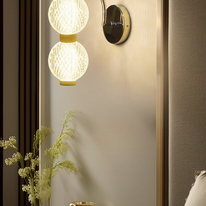 Curved Pole Globe Iron Wall Lamp