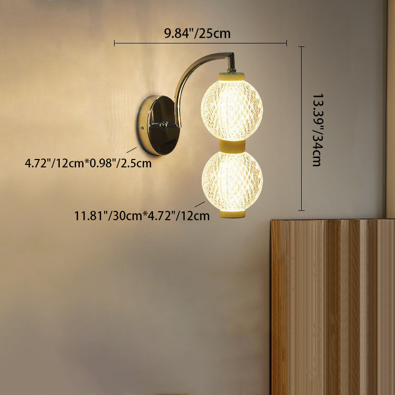 Curved Pole Globe Iron Wall Lamp