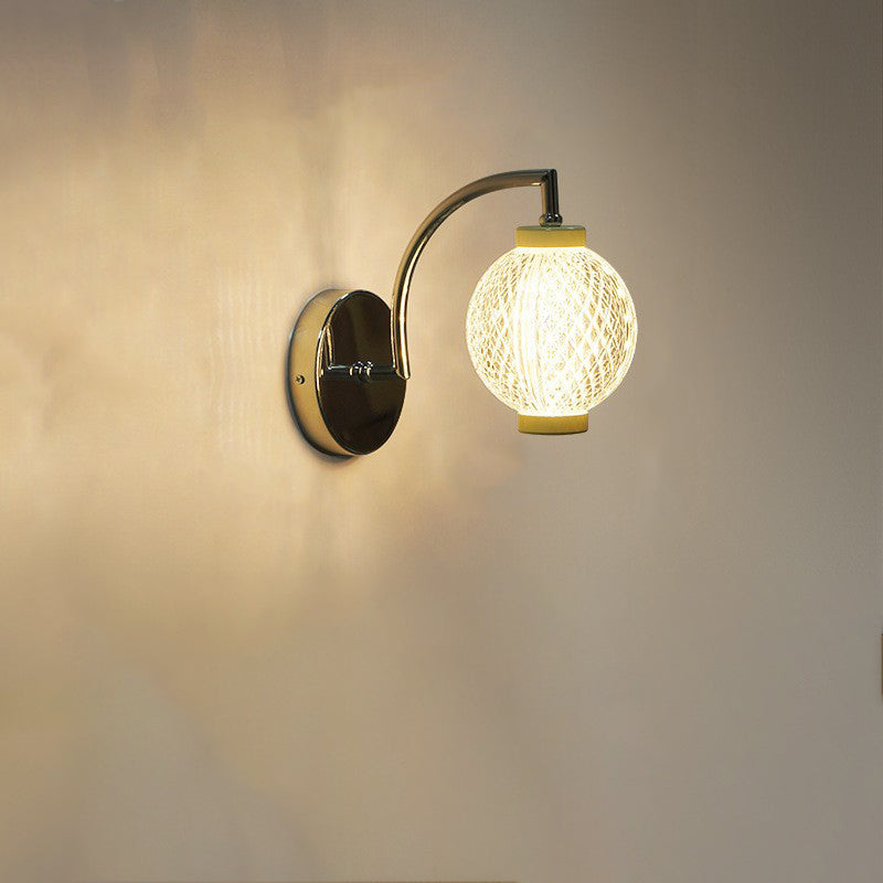 Curved Pole Globe Iron Wall Lamp
