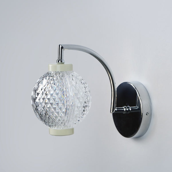 Curved Pole Globe Iron Wall Lamp