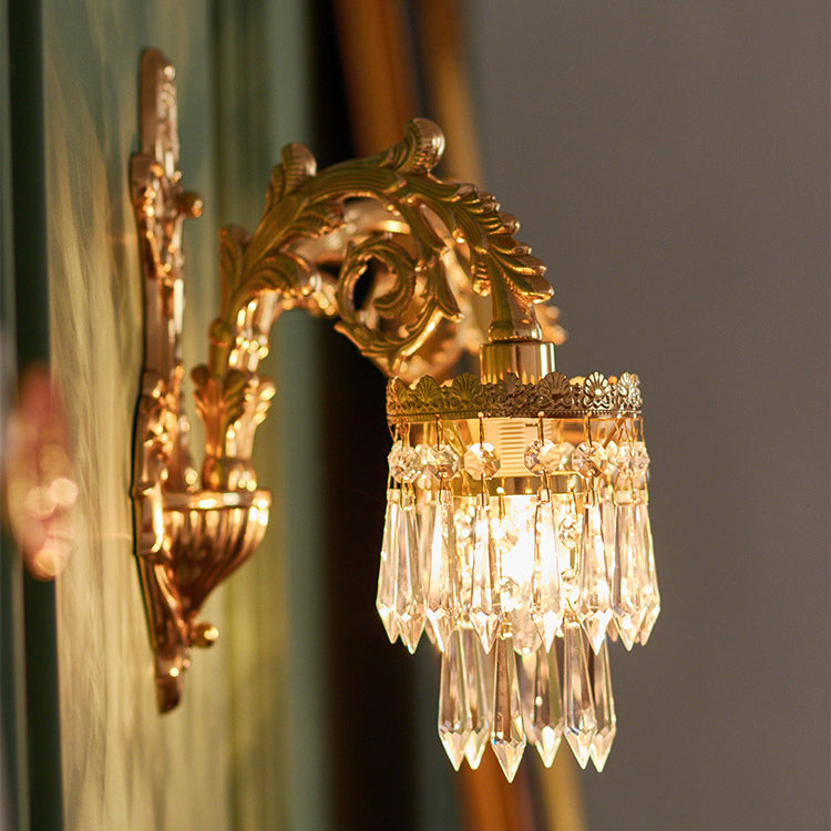 Petal Leaf Carved Brass Wall Lamp